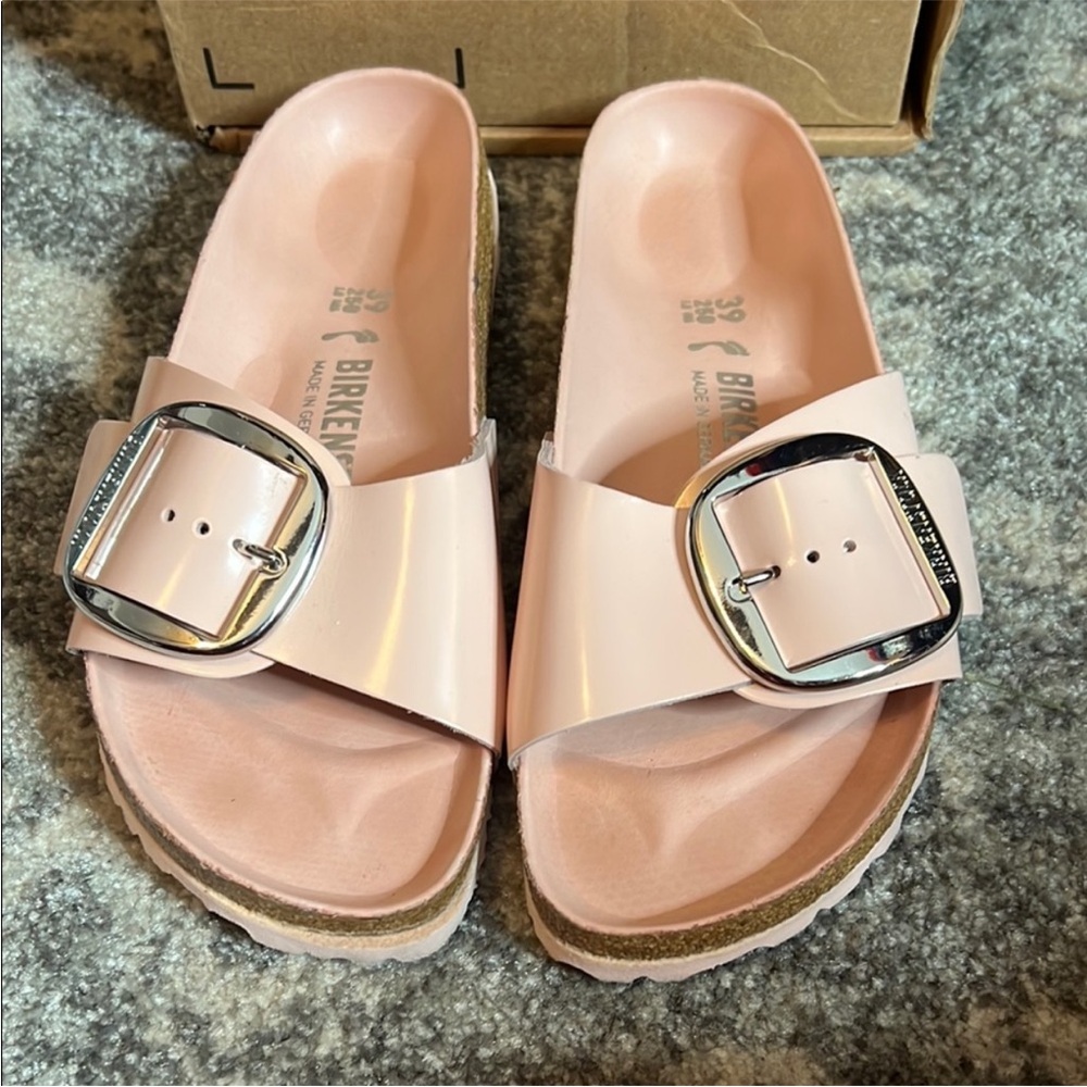 Birkenstock MADRID Blush Sandals with Silver BIG Buckle like NEW